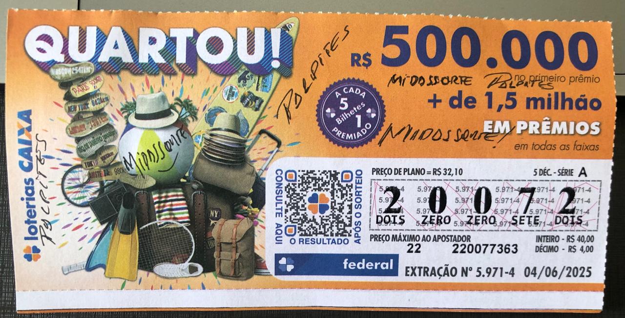 Resultado Sorteio da Federal 5971 - Quarta - 04/06 - Informação ...